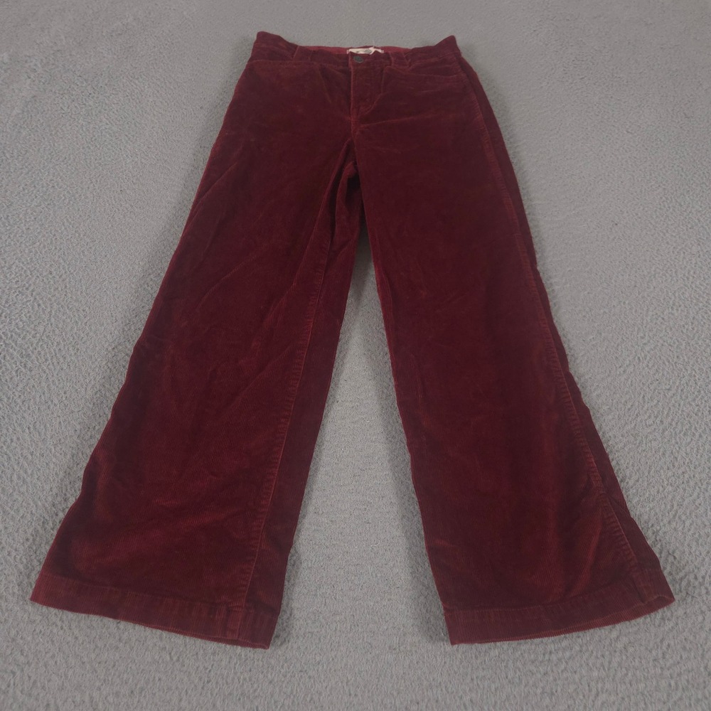 Madewell Pants Womens 25 Petite Burgundy Emmett 2.0 Wide-Leg Corduroy High Rise